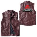 Custom Name Honda Civic Leather Vest - Personalized Logo Car Motorcycle Model