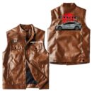 Custom Name Honda Civic Leather Vest - Personalized Logo Car Motorcycle Model