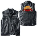 Custom Name Honda Civic Leather Vest - Personalized Logo Car Motorcycle Model