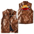 Custom Name Honda Civic Leather Vest - Personalized Logo Car Motorcycle Model