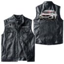 Custom Name Honda Civic Leather Vest - Personalized Logo Car Motorcycle Model