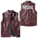 Custom Name Honda Racing Leather Vest - Personalized Logo Car Motorcycle Model