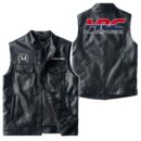 Custom Name Honda Racing Leather Vest - Personalized Logo Car Motorcycle Model