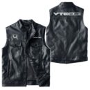 Custom Name Honda I-vtec Leather Vest - Personalized Logo Car Motorcycle Model