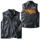 Custom Name Mustang Boss 302 Leather Vest - Personalized Logo Car Motorcycle Model