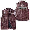Custom Name Mustang Gt500 Leather Vest - Personalized Logo Car Motorcycle Model