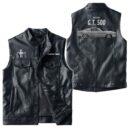 Custom Name Mustang Gt500 Leather Vest - Personalized Logo Car Motorcycle Model