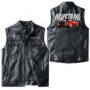 Custom Name Mustang Gt500 Leather Vest - Personalized Logo Car Motorcycle Model