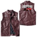Custom Name Mustang Gt500 Leather Vest - Personalized Logo Car Motorcycle Model