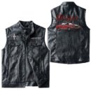 Custom Name Mustang Gt500 Leather Vest - Personalized Logo Car Motorcycle Model