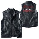 Custom Name Mustang Gt500 Leather Vest - Personalized Logo Car Motorcycle Model