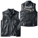 Custom Name Mustang Mach1 1972 Leather Vest - Personalized Logo Car Motorcycle Model