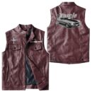 Custom Name Mustang Mach1 1972 Leather Vest - Personalized Logo Car Motorcycle Model