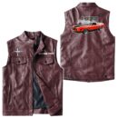 Custom Name Mustang Mach1 1972 Leather Vest - Personalized Logo Car Motorcycle Model