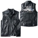 Custom Name Mustang Shelby Gt350 1966 Leather Vest - Personalized Logo Car Motorcycle Model