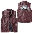 Custom Name Mustang Shelby Gt350 1966 Leather Vest - Personalized Logo Car Motorcycle Model
