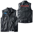 Custom Name Polaris Racing Leather Vest - Personalized Logo Car Motorcycle Model