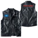 Custom Name Polaris Racing Leather Vest - Personalized Logo Car Motorcycle Model