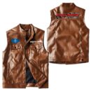 Custom Name Polaris Racing Leather Vest - Personalized Logo Car Motorcycle Model