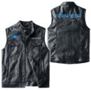 Custom Name Polaris Racing Leather Vest - Personalized Logo Car Motorcycle Model