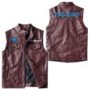 Custom Name Polaris Racing Leather Vest - Personalized Logo Car Motorcycle Model
