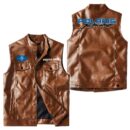 Custom Name Polaris Racing Leather Vest - Personalized Logo Car Motorcycle Model