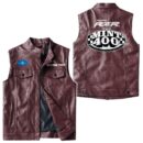 Custom Name Polaris Racing Leather Vest - Personalized Logo Car Motorcycle Model