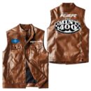 Custom Name Polaris Racing Leather Vest - Personalized Logo Car Motorcycle Model