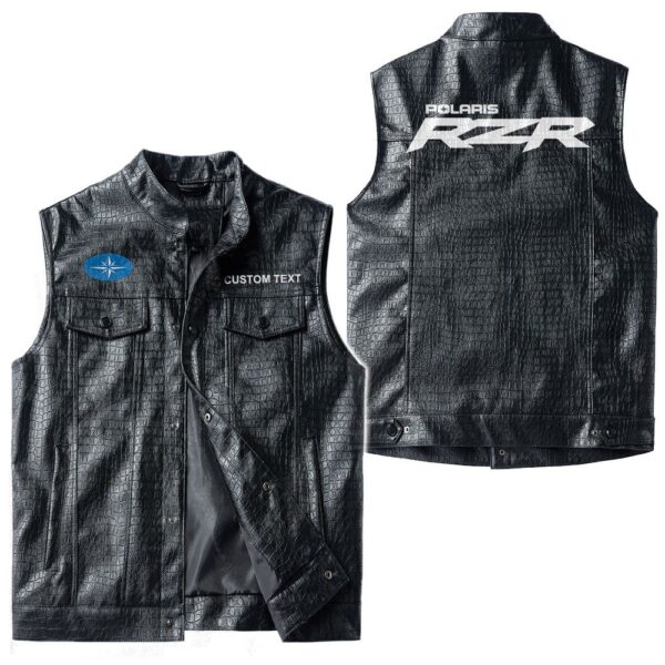 Custom Name Polaris-rzr Leather Vest - Personalized Logo Car Motorcycle Model - Image 3