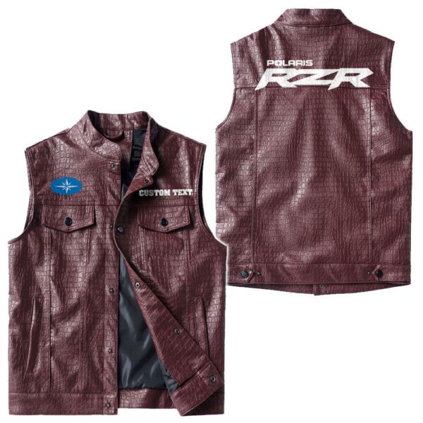 Custom Name Polaris-rzr Leather Vest - Personalized Logo Car Motorcycle Model - Image 4