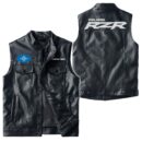 Custom Name Polaris-rzr Leather Vest - Personalized Logo Car Motorcycle Model