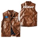 Custom Name Polaris-rzr Leather Vest - Personalized Logo Car Motorcycle Model
