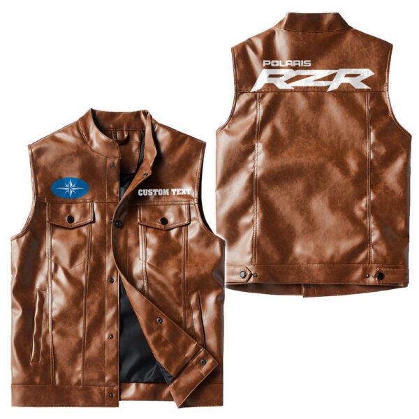 Custom Name Polaris-rzr Leather Vest - Personalized Logo Car Motorcycle Model - Image 2