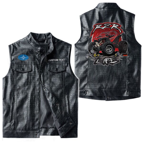 Custom Name Polaris-rzr Leather Vest - Personalized Logo Car Motorcycle Model - Image 3