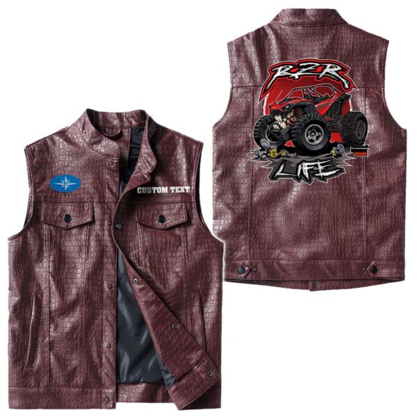 Custom Name Polaris-rzr Leather Vest - Personalized Logo Car Motorcycle Model - Image 4