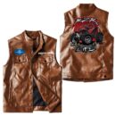 Custom Name Polaris-rzr Leather Vest - Personalized Logo Car Motorcycle Model