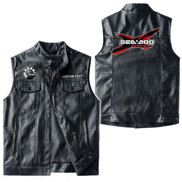 Custom Name Brp Seadoo Leather Vest - Personalized Logo Car Motorcycle Model - Image 3