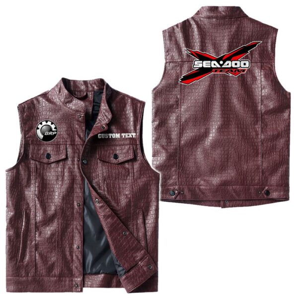 Custom Name Brp Seadoo Leather Vest - Personalized Logo Car Motorcycle Model - Image 4