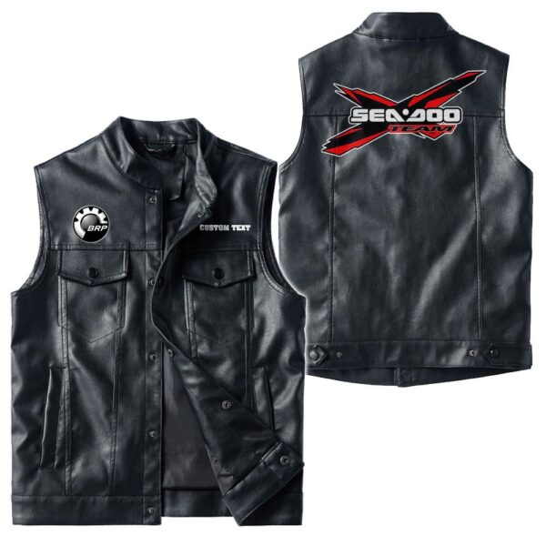 Custom Name Brp Seadoo Leather Vest - Personalized Logo Car Motorcycle Model