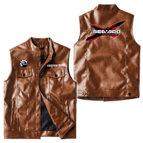 Custom Name Brp Seadoo Leather Vest - Personalized Logo Car Motorcycle Model - Image 2