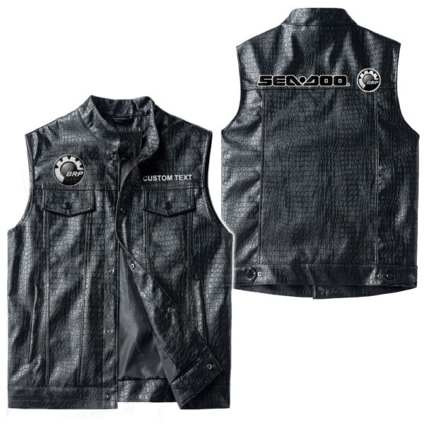 Custom Name Brp Seadoo Leather Vest - Personalized Logo Car Motorcycle Model - Image 3