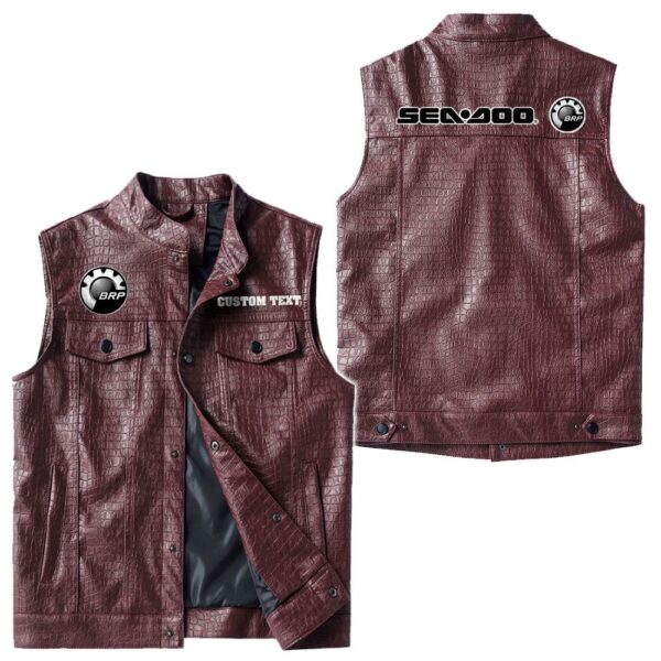 Custom Name Brp Seadoo Leather Vest - Personalized Logo Car Motorcycle Model - Image 4