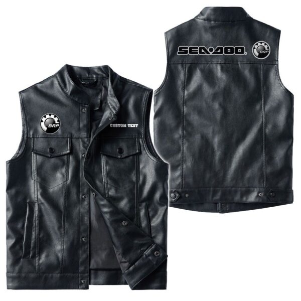 Custom Name Brp Seadoo Leather Vest - Personalized Logo Car Motorcycle Model