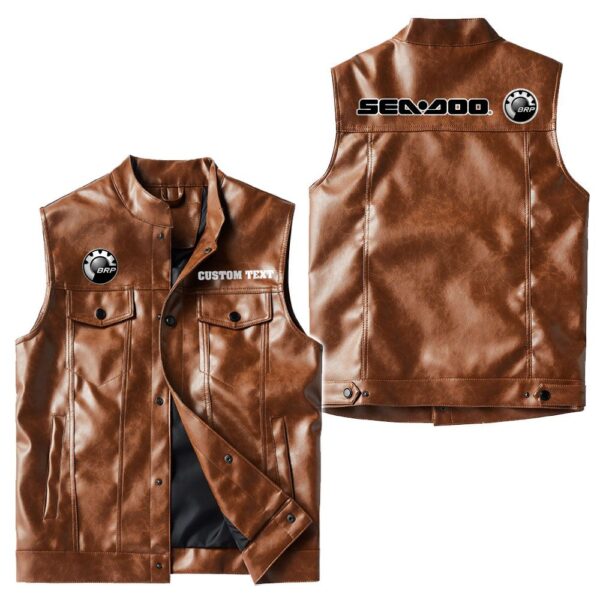 Custom Name Brp Seadoo Leather Vest - Personalized Logo Car Motorcycle Model - Image 2
