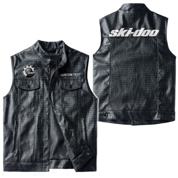 Custom Name Brp Ski-doo Leather Vest - Personalized Logo Car Motorcycle Model - Image 3