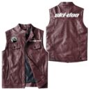 Custom Name Brp Ski-doo Leather Vest - Personalized Logo Car Motorcycle Model