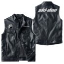 Custom Name Brp Ski-doo Leather Vest - Personalized Logo Car Motorcycle Model