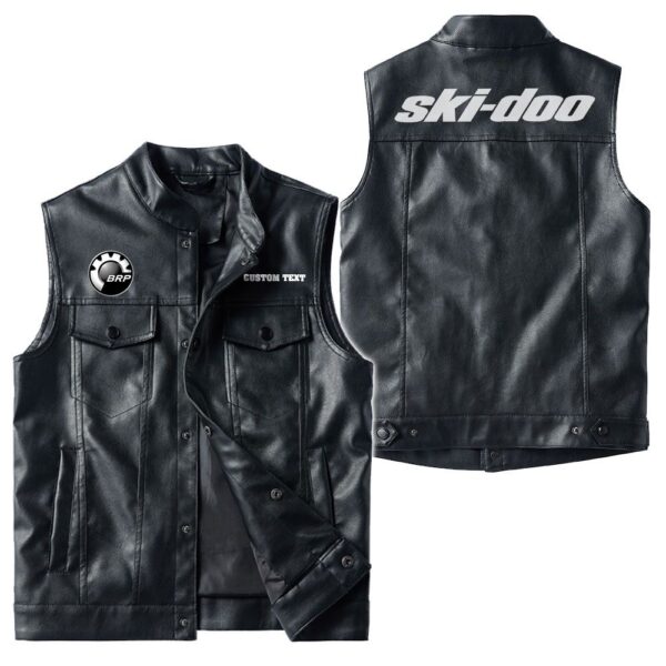 Custom Name Brp Ski-doo Leather Vest - Personalized Logo Car Motorcycle Model