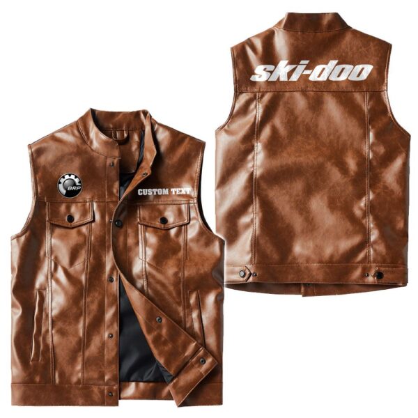 Custom Name Brp Ski-doo Leather Vest - Personalized Logo Car Motorcycle Model - Image 2