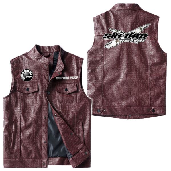 Custom Name Brp Ski-doo Leather Vest - Personalized Logo Car Motorcycle Model - Image 4